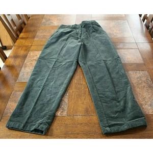 LADIES LL BEAN ORIGINAL FIT DARK GREEN CORDUROY PANTS SIZE 8 PETITE